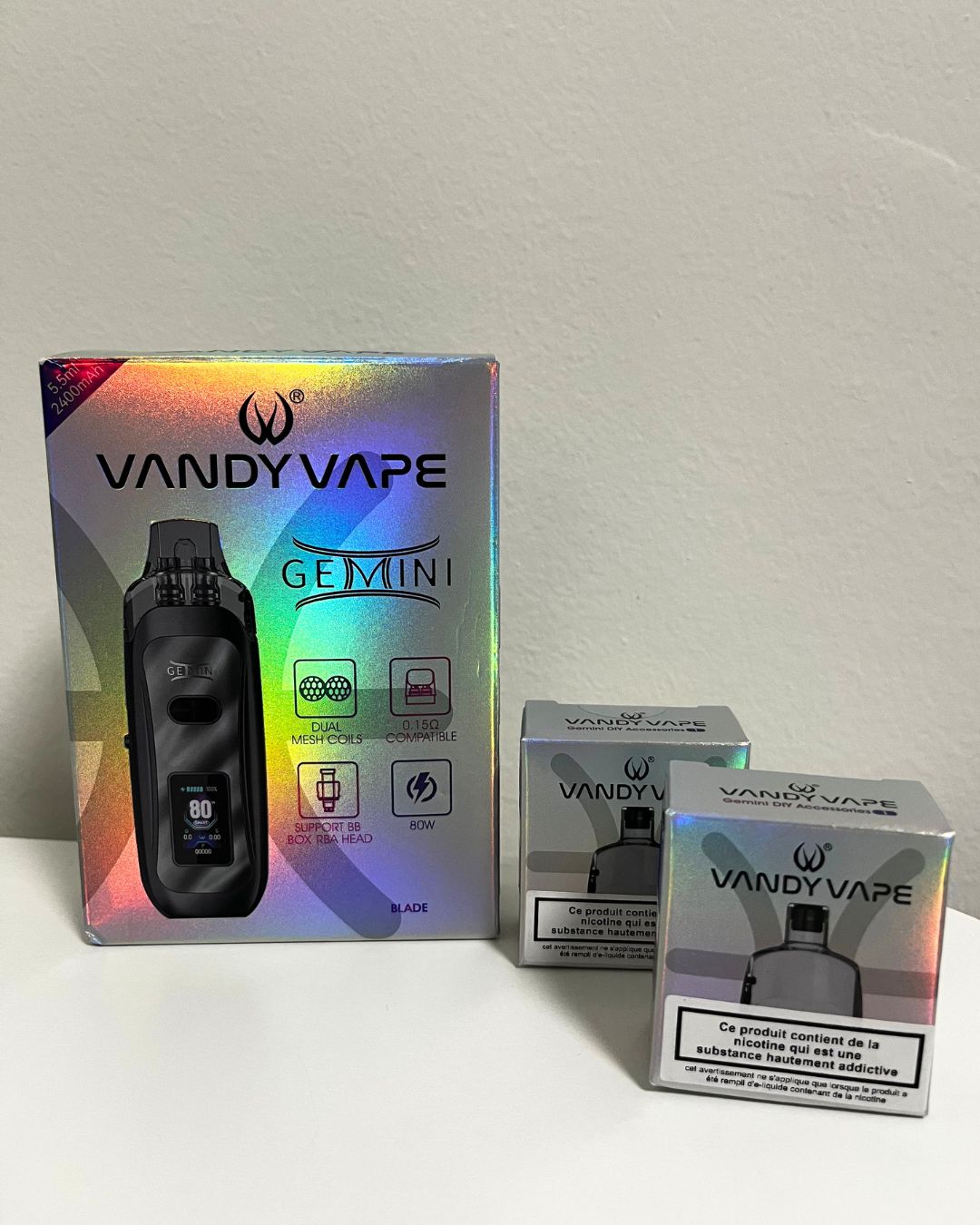 Vandy Vape Gemini + 0.15 cartridge + 0.6 cartridge + 2x RBA cartridge pro boro bridge